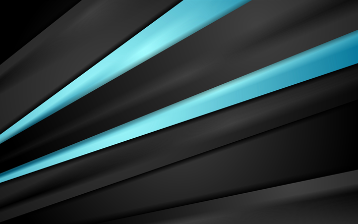 blue lines, 4k, dark background, art, abstract material