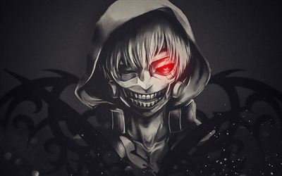 Ken Kaneki, darkness, red eyes, Tokyo Ghoul, manga, Sasaki Haise