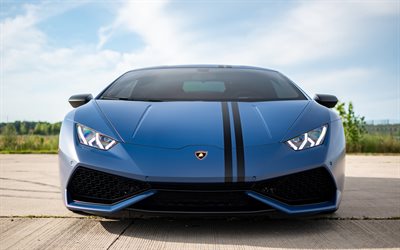 Lamborghini Huracan, 2018, Avio, front view, blue supercar, tuning Huracan, Italian sports cars, Lamborghini