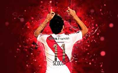 Ignacio Scocco, back view, River Plate FC, Argentine footballer, soccer, Scocco, abstract art, Argentine Superliga, neon lights, AAAJ