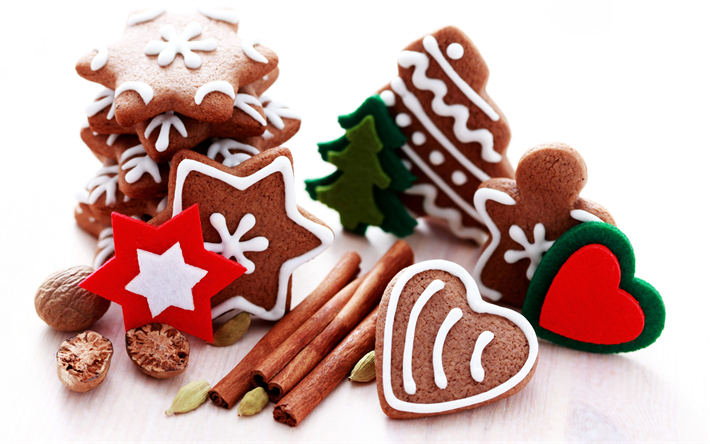 Christmas cookies, New Year, sweets, Merry Christmas, cinnamon, cookies