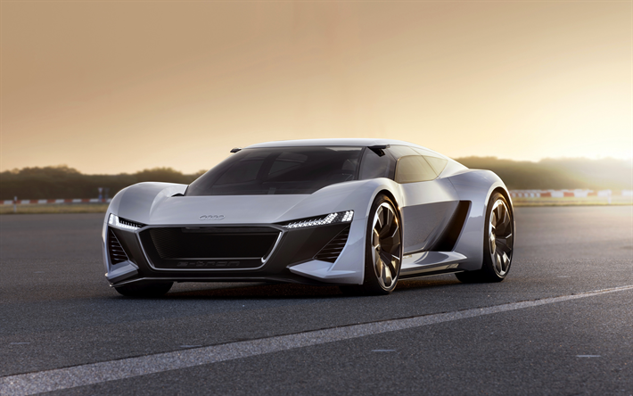 Audi PB18 e-tron Concept, 2018, electric supercar, sunset, evening, German cars, racing track, Audi