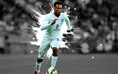 Daniel Sturridge, 4k, l&#39;Angleterre &#233;quipe nationale de football, l&#39;art, les &#233;claboussures de peinture, grunge art, footballeur anglais, art cr&#233;atif, en Angleterre, le football