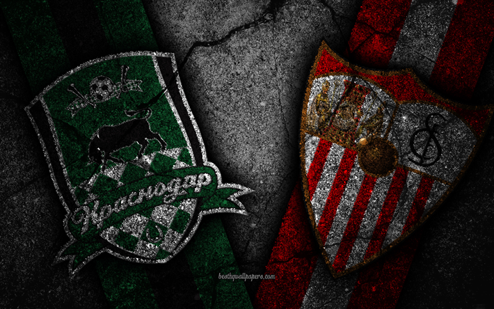 Krasnodar vs Sevilla, UEFA Europa League, Group Stage, Round 2, creative, Krasnodar FC, Sevilla FC, black stone