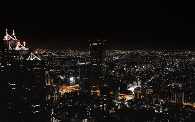4k, tokio, panorama, stadtansichten, moderne geb&#228;ude, nachtaufnahmen, japan, asien