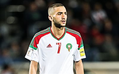Hakim Ziyech, portrait, Morocco national football team, midfielder, Moroccan footballer, Morocco