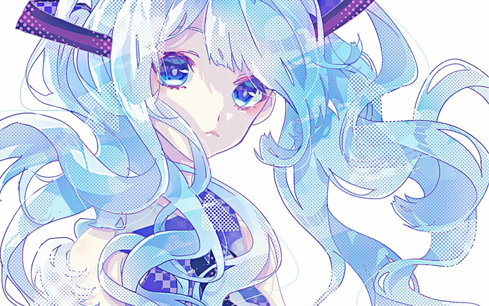 Download Wallpapers Hatsune Miku Vocaloid Art Portrait Blue