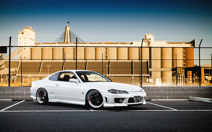 Nissan Silvia, S15, tuning, stance, parking, Nissan 240SX, japanese cars, Nissan