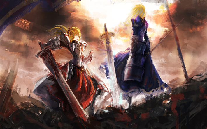 Download wallpapers Saber of Red, Mordred, Saber, Fate Apocrypha, Fate ...