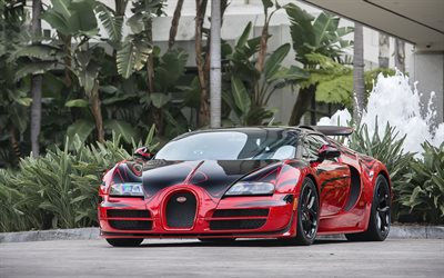 Bugatti Veyron, tuning, hypercars, supercars, rojo Veyron, Bugatti