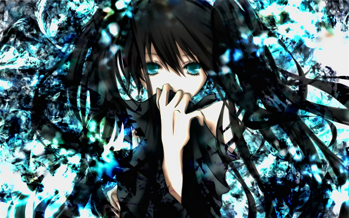 Zatsune Miku, obras de arte, Personajes de Vocaloid, ni&#241;a con ojos azules, manga, Vocaloid, una chica con el pelo negro, Miku Zatsune