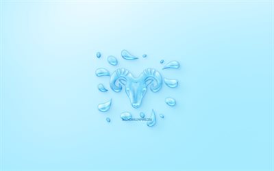 Aries Zodiac Sign, horoscope signs, sign of water, Aries Sign, astrological sign, Aries, blue background, creative water art