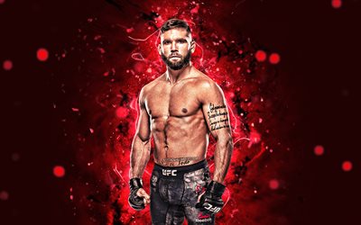 Jeremy Stephens, 4k, red neon lights, american fighters, MMA, UFC, Mixed martial arts, Jeremy Stephens 4K, UFC fighters, Jeremy Dean Stephens, MMA fighters