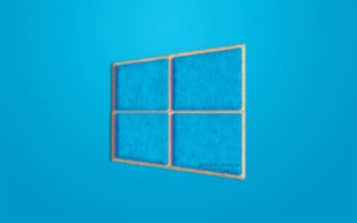 Windows 10 logo, blu pelliccia logo, stemma, Windows 10, pelliccia, arte, sfondo blu, Windows