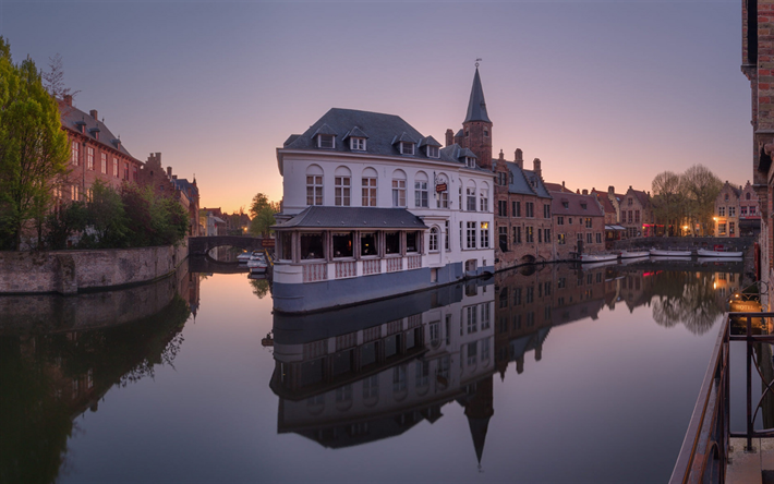 Bruges, soir&#233;e, coucher du soleil, de la ville Belge, ville de Bruges, Flandre Occidentale, Belgique