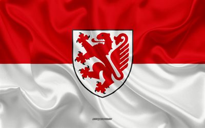 Brunswick Flagga, 4k, siden konsistens, silk flag, Tyska staden, Braunschweig, Tyskland, Europa, Flagga av Braunschweig, flaggor av tyska st&#228;der