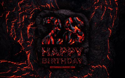 4k, Happy 28 Years Birthday, fire lava letters, Happy 28th birthday, grunge background, 28th Birthday Party, Grunge Happy 28th birthday, Birthday concept, Birthday Party, 28th Birthday
