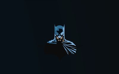 Batman, sfondo blu, supereroi, minimal, Bat-man, batman, di notte, Batman minimalismo