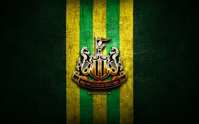 Norwich City FC, golden logo, Premier League, green metal background, football, Norwich City, english football club, Norwich City logo, soccer, England