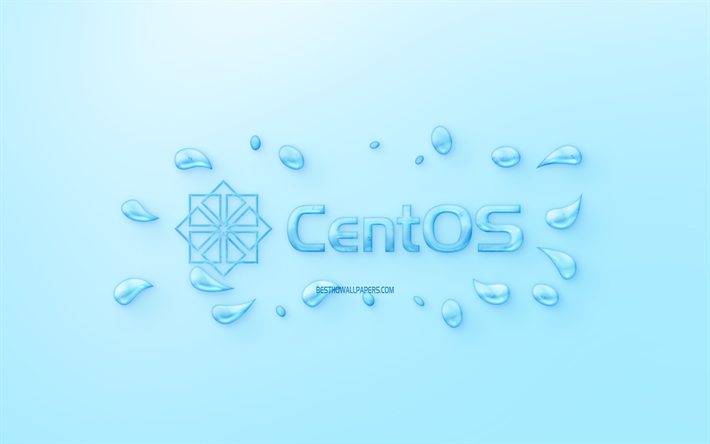 CentOS logotyp, vatten logotyp, emblem, bl&#229; bakgrund, CentOS logotyp gjord av vatten, kreativ konst, vatten begrepp, CentOS