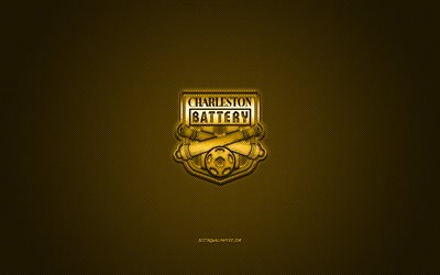 Charleston Battery, American soccer club, USL Championship, yellow logo, yellow carbon fiber background, USL, football, Charleston, South Carolina, USA, Charleston Battery logo, soccer
