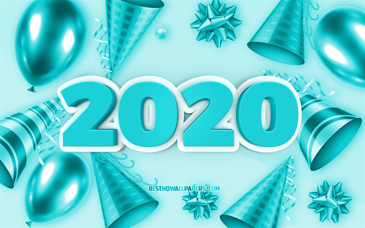 2020年の新年, ターコイズブルーのクリスマスの背景, 2020年にはターコイズブルーの背景, ターコイズブルーの3d2020年までの背景, 謹んで新年の2020年までの, 【クリエイティブ-アート, 2020年までの概念