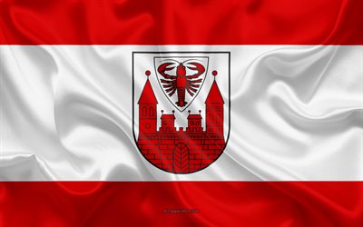 Cottbus Flagga, 4k, siden konsistens, silk flag, Tyska staden, Cottbus, Tyskland, Europa, Flagga Cottbus, flaggor av tyska st&#228;der