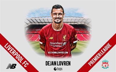 Dejan Lovren, Liverpool FC, portrait, Croatian footballer, defender, 2020 Liverpool uniform, Premier League, England, Liverpool FC footballers 2020, football, Anfield