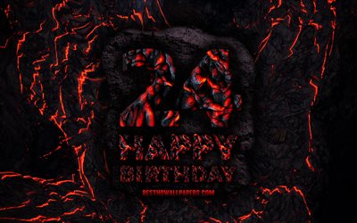 4k, Happy 24 Years Birthday, fire lava letters, Happy 24th birthday, grunge background, 24th Birthday Party, Grunge Happy 24th birthday, Birthday concept, Birthday Party, 24th Birthday