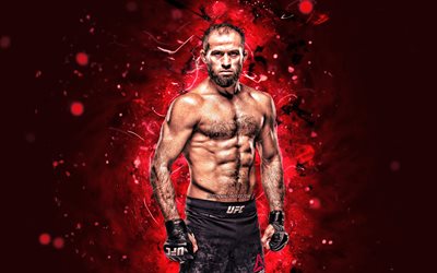 Mairbek Taisumov, 4k, rouge n&#233;on, russe combattants, MMA, UFC, arts martiaux Mixtes, Mairbek Taisumov 4K, les combattants de l&#39;UFC, Taisumov, combattants de MMA