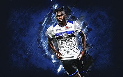 Duvan Zapata, Atalanta BC, Colombian soccer player, striker, portrait, blue stone background, Serie A, football, Italy, Atalanta