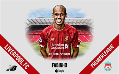 Fabinho, Liverpool FC, portrait, Brazilian footballer, midfielder, 2020 Liverpool uniform, Premier League, England, Liverpool FC footballers 2020, football, Anfield, Fabio Henrique Tavares