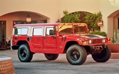Hummer H1 Wagon, SUVs, 2005 cars, HDR, red H1, HMCS, 2005 Hummer H1, american cars, Hummer
