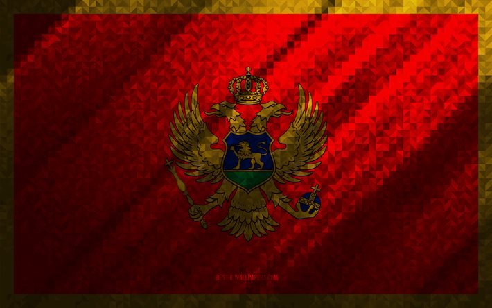 Montenegros flagga, m&#229;ngf&#228;rgad abstraktion, Montenegros mosaikflagga, Europa, Montenegro, mosaikkonst