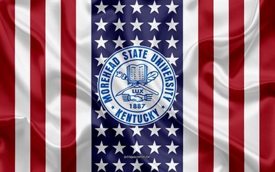 emblem der morehead state university, amerikanische flagge, logo der morehead state university, morehead, kentucky, usa, morehead state university
