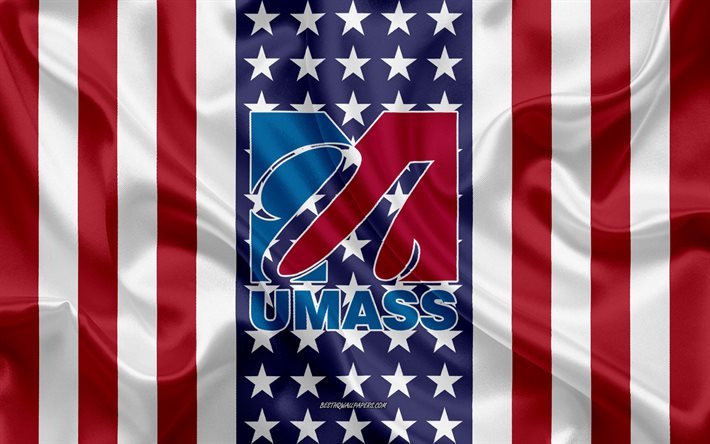 Emblema da Universidade de Massachusetts, Bandeira americana, logotipo da Universidade de Massachusetts, Amherst, Boston, EUA, Universidade de Massachusetts