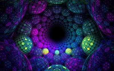 tunnel, 3D spheres, mosaic art, spiral, abstract vortex, 3D art, vortex, fractals, psychedelic art