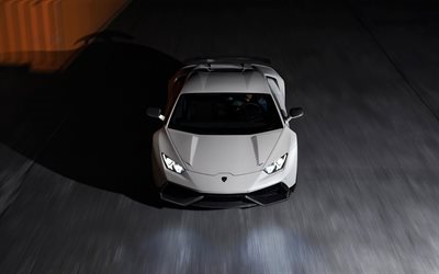 Lamborghini Huracan, urheiluauto, valkoinen Lamborghini, tuning Huracan, NOVITEC TORADO