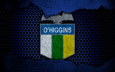 O Higgins, 4k, logo, Chilean Primera Division, soccer, football club, Chile, grunge, metal texture, O Higgins FC