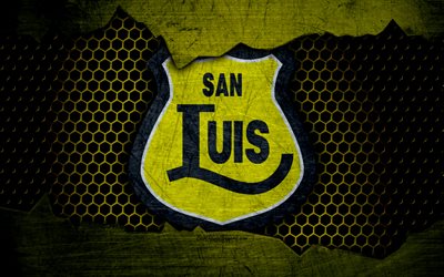 San Luis, 4k, logo, Chilean Primera Division, soccer, football club, Chile, Quillota, grunge, metal texture, San Luis FC