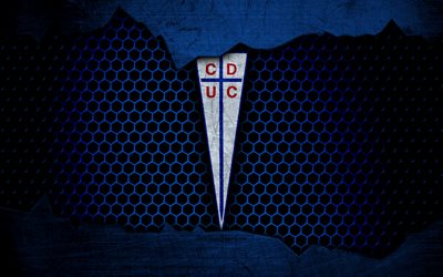 Universidad Catolica, 4k, logo, Chilean Primera Division, soccer, football club, Chile, grunge, metal texture, Universidad Catolica FC