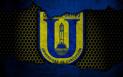 Universidad de Concepcion, 4k, logo, Chilean Primera Division, soccer, football club, Chile, grunge, metal texture, Universidad de Concepcion FC