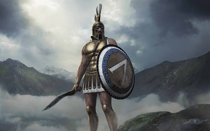 Guerra Total Arena, 2017, Rei Leonidas, Personagem, Leonidas I, Esparta, 4k, Guerreiro, Espartano