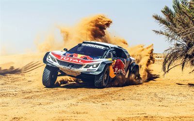 Peugeot 3008 DKR, 2017, Red Bull, Rally, Dakar, desert, sand, off-road vehicles, Peugeot