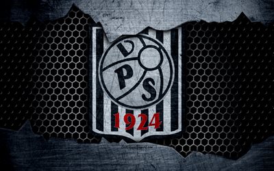 Vaasan Palloseura, 4k, logo, Veikkausliiga, soccer, football club, Finland, VPS, grunge, metal texture, Vaasan Palloseura FC