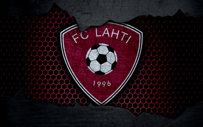 Lahti, 4k, logo, Veikkausliiga, soccer, football club, Finland, grunge, metal texture, Lahti FC