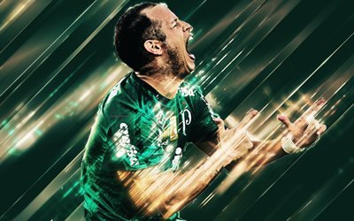 Alejandro Guerra, 4k, yaratıcı sanat, stil, Venezuelalı futbolcu, Palmeiras, Serie A, Brezilya, yeşil yaratıcı arka plan, futbol, Sociedade Esportiva Palmeiras bı&#231;akları