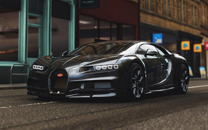 Herunterladen hintergrundbild bugatti chiron, straße, 2018 autos