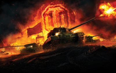 WoT, tanks, fire, poster, World of Tanks, 2018 games