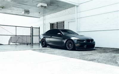 BMW 3, E90, matte black M3, black sports coupe, tuning M3, German sports cars, BMW